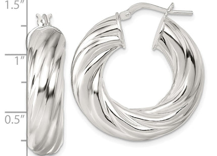Sterling silver hoop earrings, another view