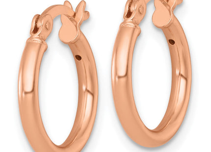 Sterling Silver Rose-tone Polished x Round Tube Hoop Earrings (Style QE17902RP)