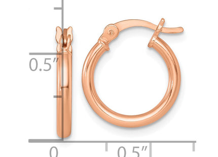 Sterling Silver Rose-tone Polished x Round Tube Hoop Earrings (Style QE17902RP)