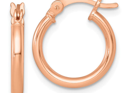 Sterling Silver Rose-tone Polished x Round Tube Hoop Earrings (Style QE17902RP)
