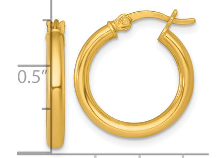 Sterling Silver Gold-tone Polished x Round Tube Hoop Earrings (Style QE17904GP)