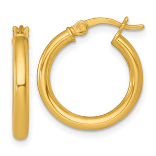 Sterling Silver Gold-tone Polished x Round Tube Hoop Earrings (Style QE17904GP)