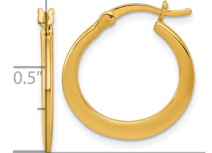 Sterling Silver Gold-tone Polished Tapered Round Hoop Earrings (Style QE17906GP)