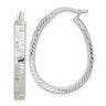 Sterling Silver Polished Straight Diamond-cut Oval Hoop Earrings