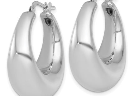 Sterling Silver Rhodium-plated Polished Graduated Puffed Hoop Earrings (Style QE17924)