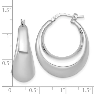 Sterling Silver Rhodium-plated Polished Graduated Puffed Hoop Earrings, 31 x 25.5mm