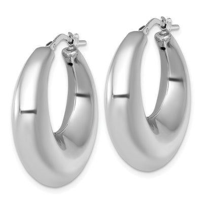 Sterling Silver Rhodium-plated Polished Graduated Puffed Hoop Earrings, 31.3 x 29.8mm