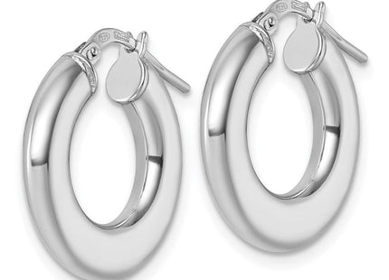 Sterling Silver Rhodium-plated Polished 3.0 x Flat Tapered Tube Hoop Earrings (Style QE17927)