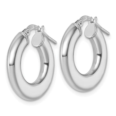Sterling Silver Rhodium-plated Polished 3.0 x Flat Tapered Tube Hoop Earrings, 20.75 x 3mm