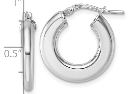 Sterling Silver Rhodium-plated Polished 3.0 x Flat Tapered Tube Hoop Earrings (Style QE17927)