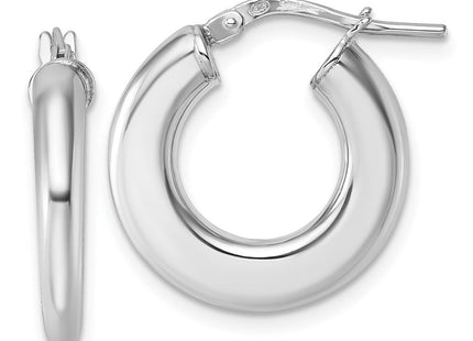 Sterling Silver Rhodium-plated Polished 3.0 x Flat Tapered Tube Hoop Earrings (Style QE17927)