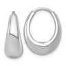 Sterling Silver Rhodium-plated Polished Tapered Oval Hinged Hoop Earrings