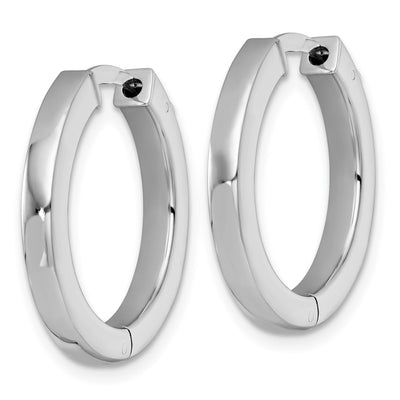 Sterling Silver Rhodium-plated Polished Hinged Square Tube Hoop Earrings, 23 x 3mm