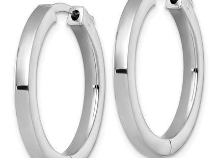 Sterling Silver Rhodium-plated Polished Hinged Square Tube Hoop Earrings (Style QE17960)