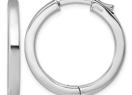 Sterling Silver Rhodium-plated Polished Hinged Square Tube Hoop Earrings (Style QE17960)