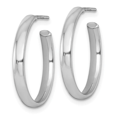 Sterling Silver Rhodium-plated Polished 3.00 x C-Hoop Post Earrings, 22.75 x 3mm