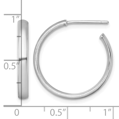 Sterling Silver Rhodium-plated Polished 3.00 x C-Hoop Post Earrings, 22.75 x 3mm