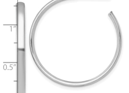 Sterling Silver Rhodium-plated Polished 3.00 x C-Hoop Post Earrings (Style QE17965)