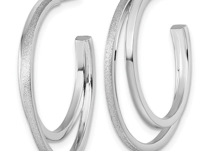 Sterling Silver Rhodium-plated Polished and Satin Double C-Hoop Post Earrings (Style QE17969)