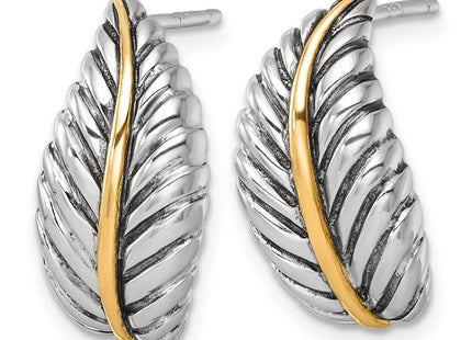 Silver/14k Two-Tone Earrings Style QE17975 - Classique Jewelry Inc.