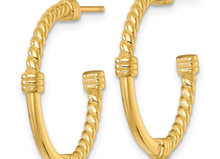 Sterling Silver Gold-tone Polished and Twisted Post C-Hoop Earrings (Style QE17984GP)
