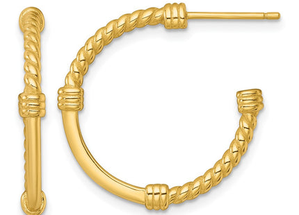 Sterling Silver Gold-tone Polished and Twisted Post C-Hoop Earrings (Style QE17984GP)