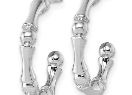 Sterling Silver Rhodium-plated Polished Patterned x Post C-Hoop Earrings (Style QE17989)