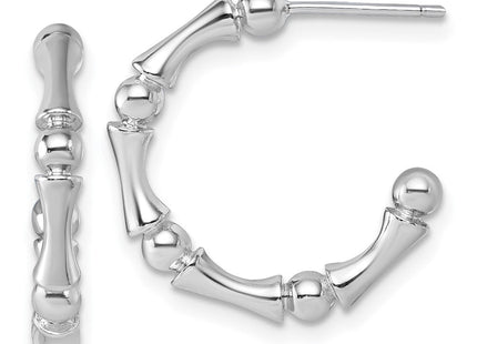 Sterling Silver Rhodium-plated Polished Patterned x Post C-Hoop Earrings (Style QE17989)