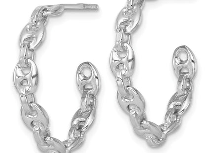 Sterling silver anchor hoop earrings, alternate view