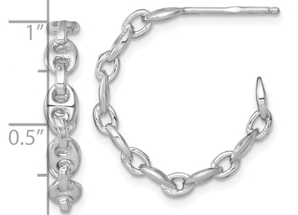 Sterling silver anchor hoop earrings, another view