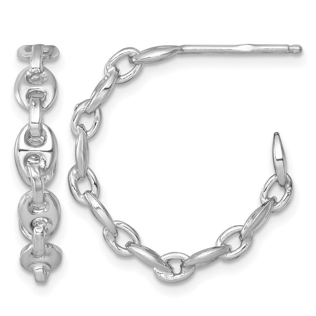 Sterling silver anchor hoop earrings