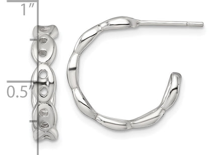 Sterling silver anchor hoop earrings, another view