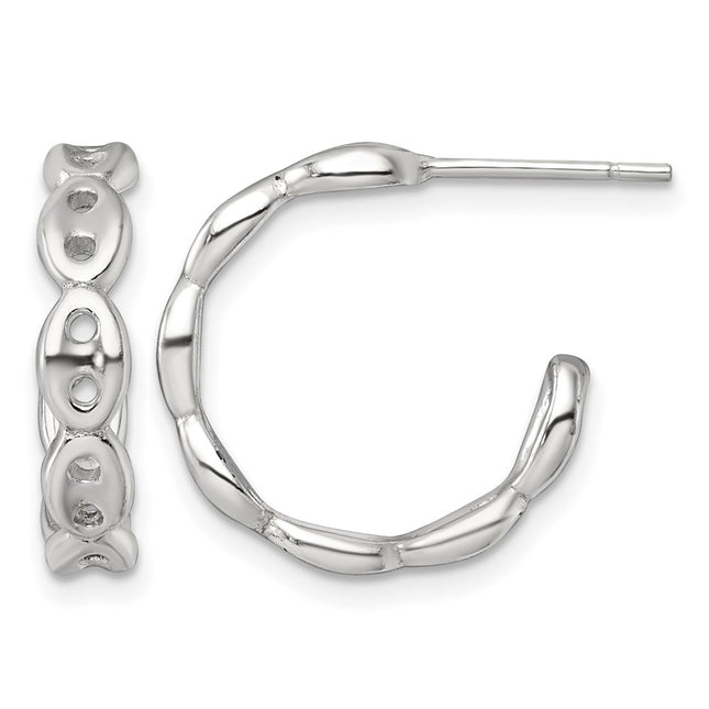Sterling silver anchor hoop earrings