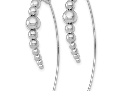Sterling Silver Rhodium-plated Polished Graduated Beads Threader Earrings (Style QE18018)