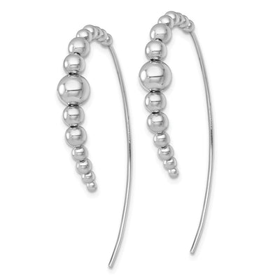 Sterling Silver Rhodium-plated Polished Graduated Beads Threader Earrings, 45.4 x 6mm