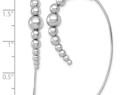 Sterling Silver Rhodium-plated Polished Graduated Beads Threader Earrings (Style QE18018)
