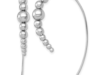 Sterling Silver Rhodium-plated Polished Graduated Beads Threader Earrings (Style QE18018)