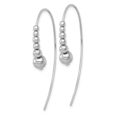 Sterling Silver Rhodium-plated Polished Graduated Beads Threader Earrings, 46 x 6mm