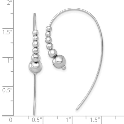 Sterling Silver Rhodium-plated Polished Graduated Beads Threader Earrings, 46 x 6mm