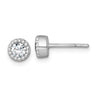 Sterling Silver Rhodium-plated Polished Beaded CZ Stud Earrings