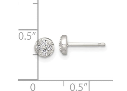 Sterling Silver Polished White CZ Cluster Circle Post Earrings (Style QE18042)