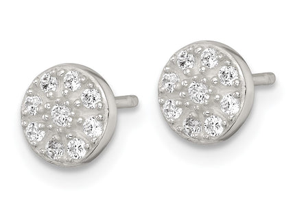 Sterling silver cubic zirconia circle earrings, alternate view