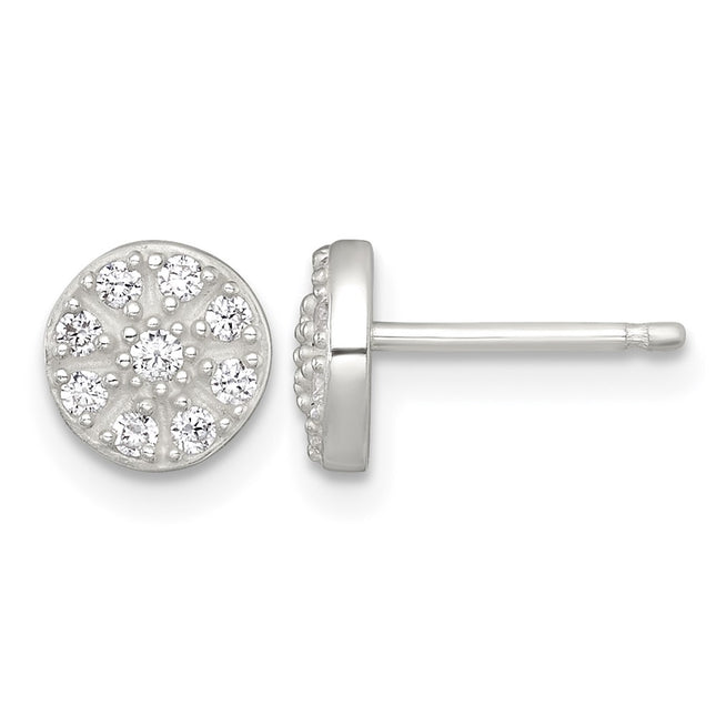 Sterling silver cubic zirconia circle earrings