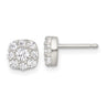 Sterling Silver Polished White CZ Cluster Post Earrings