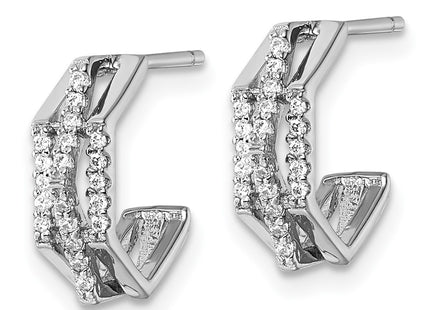 Sterling silver cubic zirconia hoop earrings, alternate view