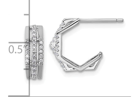 Sterling silver cubic zirconia hoop earrings, another view