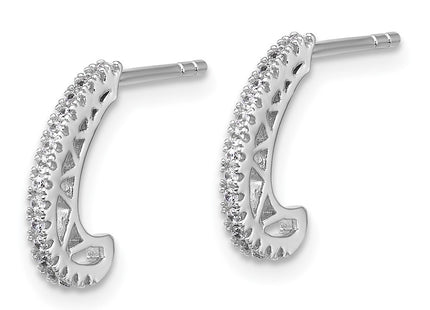 Sterling silver cubic zirconia hoop earrings, alternate view