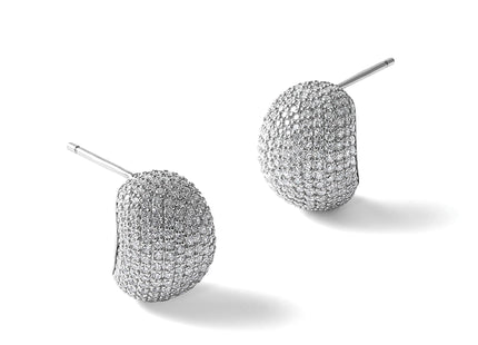 Sterling Silver Rhodium-plated CZ Pave Polished Post Earrings