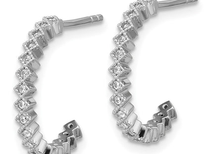 Sterling silver cubic zirconia hoop earrings, alternate view