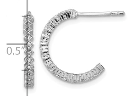 Sterling silver cubic zirconia hoop earrings, further view